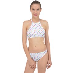 Valentines Day Candy Hearts Pattern - White Racer Front Bikini Set by JessySketches