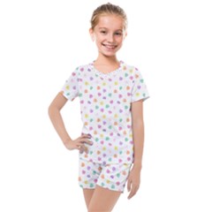 Valentines Day Candy Hearts Pattern - White Kids  Mesh Tee And Shorts Set