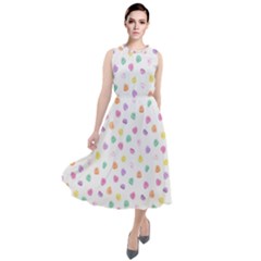 Valentines Day Candy Hearts Pattern - White Round Neck Boho Dress