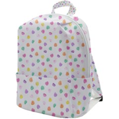 Valentines Day Candy Hearts Pattern - White Zip Up Backpack