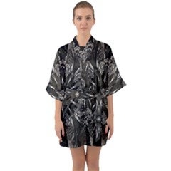 Mechanical Mandala Half Sleeve Satin Kimono  by MRNStudios