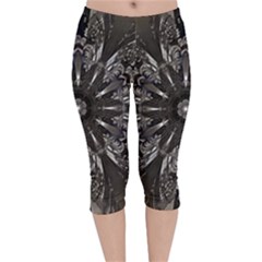 Mechanical Mandala Velvet Capri Leggings  by MRNStudios