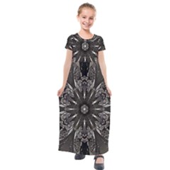 Mechanical Mandala Kids  Short Sleeve Maxi Dress by MRNStudios