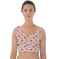 Sweet Heart Velvet Crop Top by SychEva