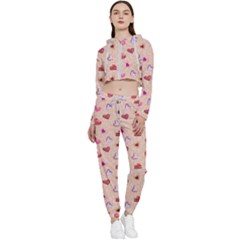 Sweet Heart Cropped Zip Up Lounge Set by SychEva