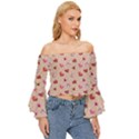 Sweet Heart Off Shoulder Flutter Bell Sleeve Top View3