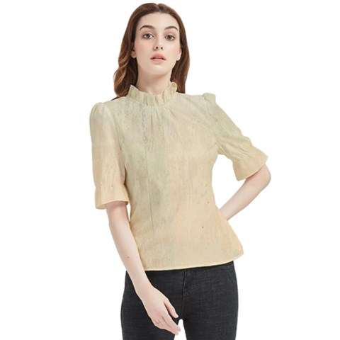 Wood Floor Art Frill Neck Blouse by garbd