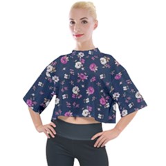 Flowers Pattern Mock Neck Tee by Sparkle