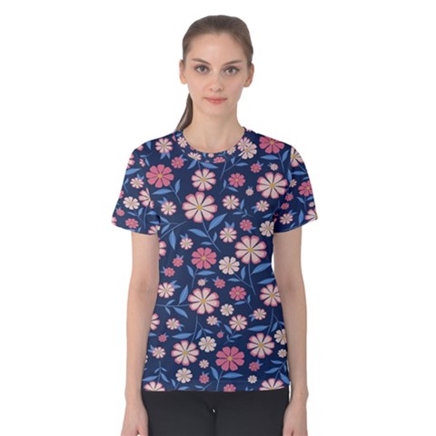 Flowers Pattern Women s Cotton Tee by Sparkle