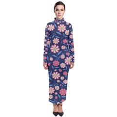 Flowers Pattern Turtleneck Maxi Dress by Sparkle