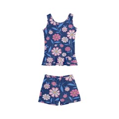 Flowers Pattern Kids  Boyleg Swimsuit by Sparkle