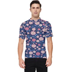 Flowers Pattern Men s Short Sleeve Rash Guard by Sparkle