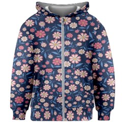 Flowers Pattern Kids  Zipper Hoodie Without Drawstring by Sparkle