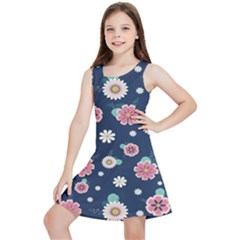 Flowers Pattern Kids  Lightweight Sleeveless Dress by Sparkle