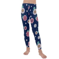 Flowers Pattern Kids  Lightweight Velour Leggings by Sparkle