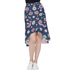 Flowers Pattern Frill Hi Low Chiffon Skirt by Sparkle