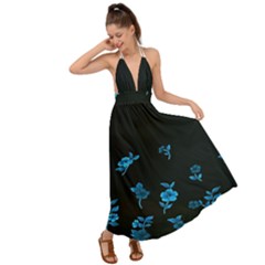 Flowers Pattern Backless Maxi Beach Dress