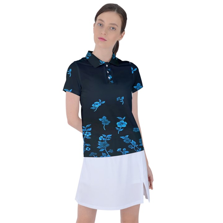 Flowers Pattern Women s Polo Tee