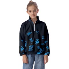 Flowers Pattern Kids  Half Zip Hoodie by Sparkle