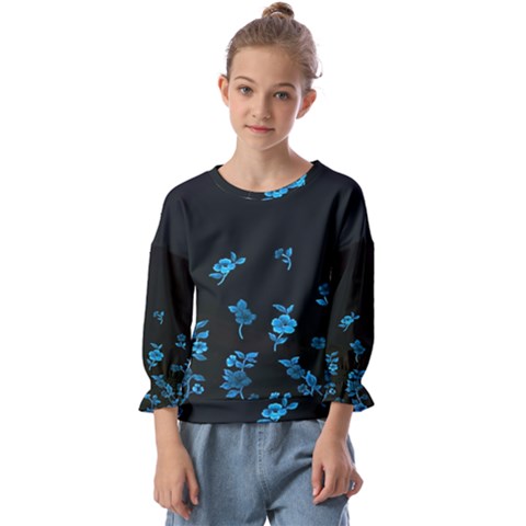 Flowers Pattern Kids  Cuff Sleeve Top by Sparkle