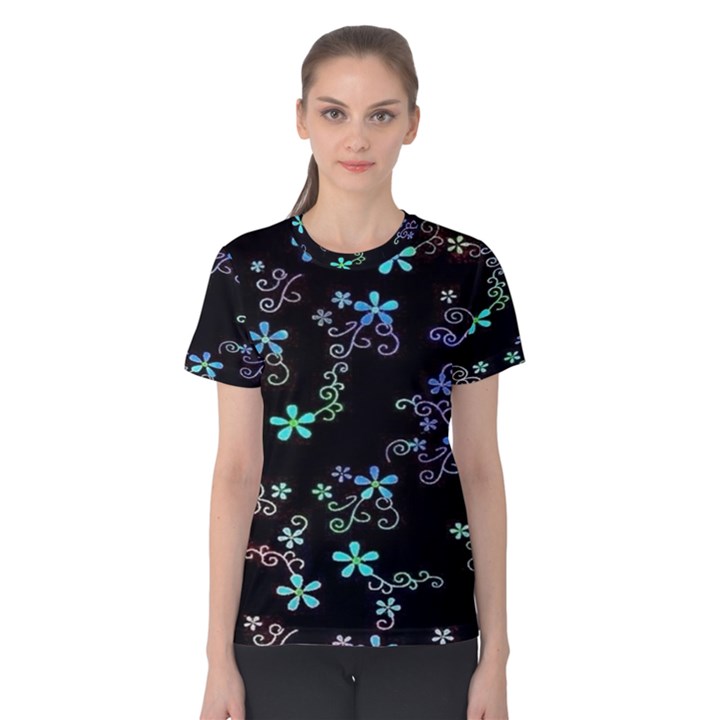 Flowers Pattern Women s Cotton Tee