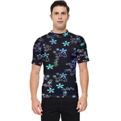 Flowers Pattern Men s Short Sleeve Rash Guard by Sparkle