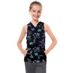 Flowers Pattern Kids  Sleeveless Hoodie by Sparkle