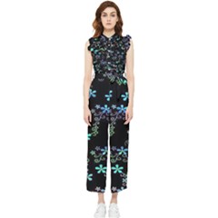 Flowers Pattern Women s Frill Top Chiffon Jumpsuit by Sparkle