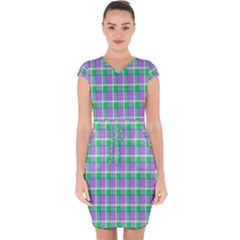 Checks Capsleeve Drawstring Dress  by Sparkle