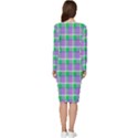 Checks Long Sleeve V-Neck Bodycon Dress  View4