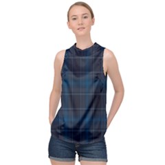 Checks High Neck Satin Top by Sparkle