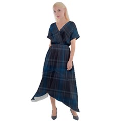 Checks Cross Front Sharkbite Hem Maxi Dress by Sparkle