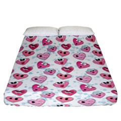 Funny Hearts Fitted Sheet (california King Size) by SychEva