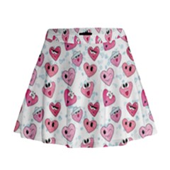 Funny Hearts Mini Flare Skirt by SychEva