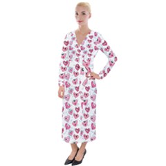 Funny Hearts Velvet Maxi Wrap Dress by SychEva