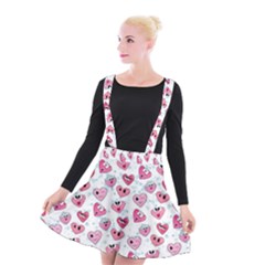 Funny Hearts Suspender Skater Skirt by SychEva