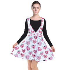 Funny Hearts Plunge Pinafore Dress by SychEva