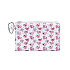 Funny Hearts Canvas Cosmetic Bag (small) by SychEva