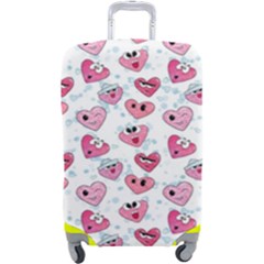 Funny Hearts Luggage Cover (large) by SychEva