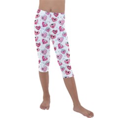 Funny Hearts Kids  Lightweight Velour Capri Leggings  by SychEva