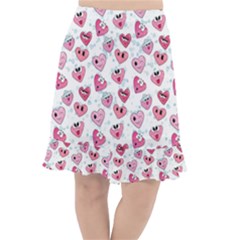 Funny Hearts Fishtail Chiffon Skirt by SychEva