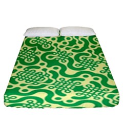 Liquid Art Pouring Abstract Seamless Pattern Lover Green Maze Fitted Sheet (king Size) by artico