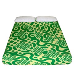 Liquid Art Pouring Abstract Seamless Pattern Lover Green Maze Fitted Sheet (california King Size) by artico