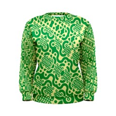 Liquid Art Pouring Abstract Seamless Pattern Lover Green Maze Women s Sweatshirt by artico