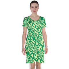 Liquid Art Pouring Abstract Seamless Pattern Lover Green Maze Short Sleeve Nightdress by artico