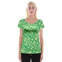 Liquid Art Pouring Abstract Seamless Pattern Lover Green Maze Cap Sleeve Top View1