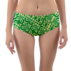 Liquid Art Pouring Abstract Seamless Pattern Lover Green Maze Reversible Mid-waist Bikini Bottoms by artico