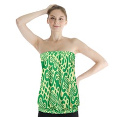 Liquid Art Pouring Abstract Seamless Pattern Lover Green Maze Strapless Top by artico