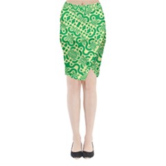 Liquid Art Pouring Abstract Seamless Pattern Lover Green Maze Midi Wrap Pencil Skirt by artico