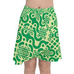 Liquid Art Pouring Abstract Seamless Pattern Lover Green Maze Chiffon Wrap Front Skirt by artico